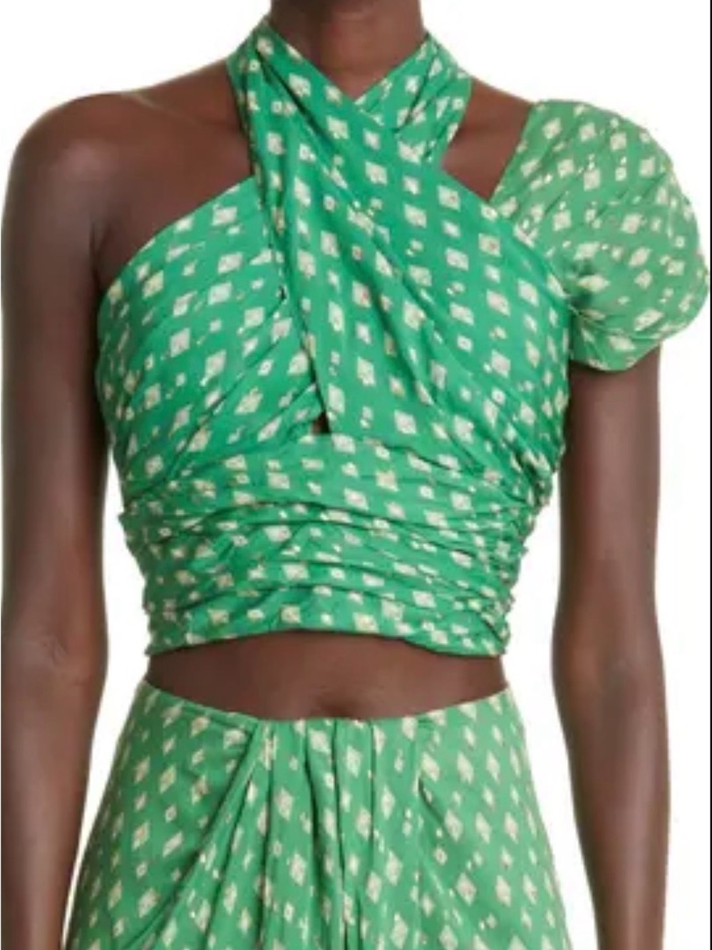 Johanna Ortiz Green Printed Wrap Halter